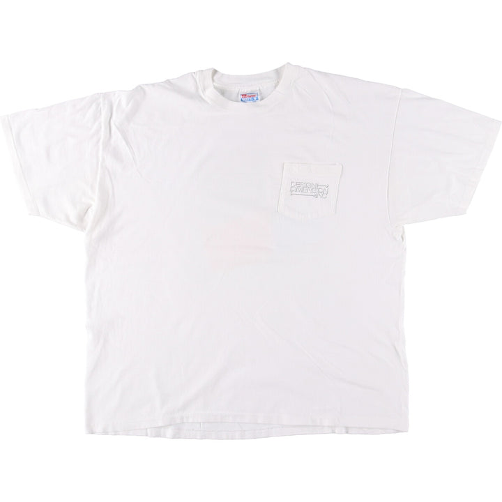 90'S Hanes BEEFY-T printed T-shirt, men's, XXL size, vintage cotton white type Vintage Second Hand