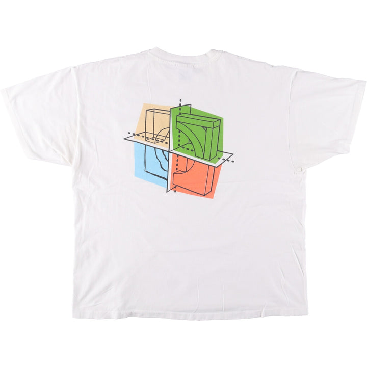 90'S Hanes BEEFY-T printed T-shirt, men's, XXL size, vintage cotton white type Vintage Second Hand