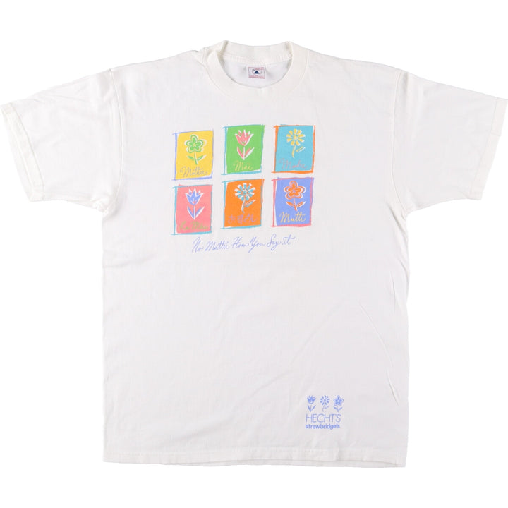 Vintage 90'S Delta DELTA Printed T-shirt, Made in USA, Men's L size cotton white type Vintage Second Hand