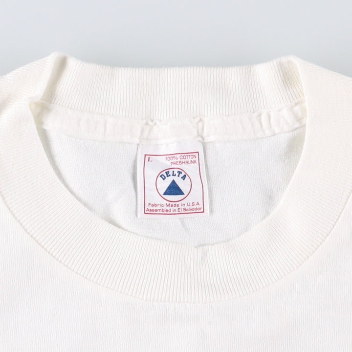 Vintage 90'S Delta DELTA Printed T-shirt, Made in USA, Men's L size cotton white type Vintage Second Hand