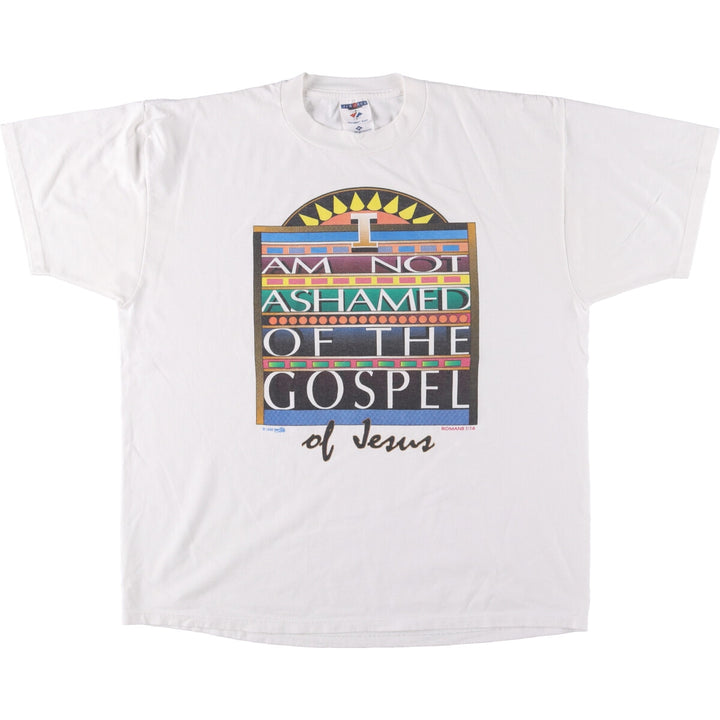 90'S Jerzees Message Print T-Shirt Made in USA Men's XL Vintage cotton white type Vintage Second Hand