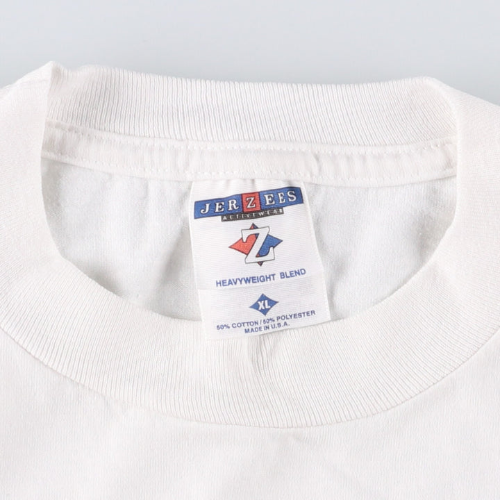 90'S Jerzees Message Print T-Shirt Made in USA Men's XL Vintage cotton white type Vintage Second Hand