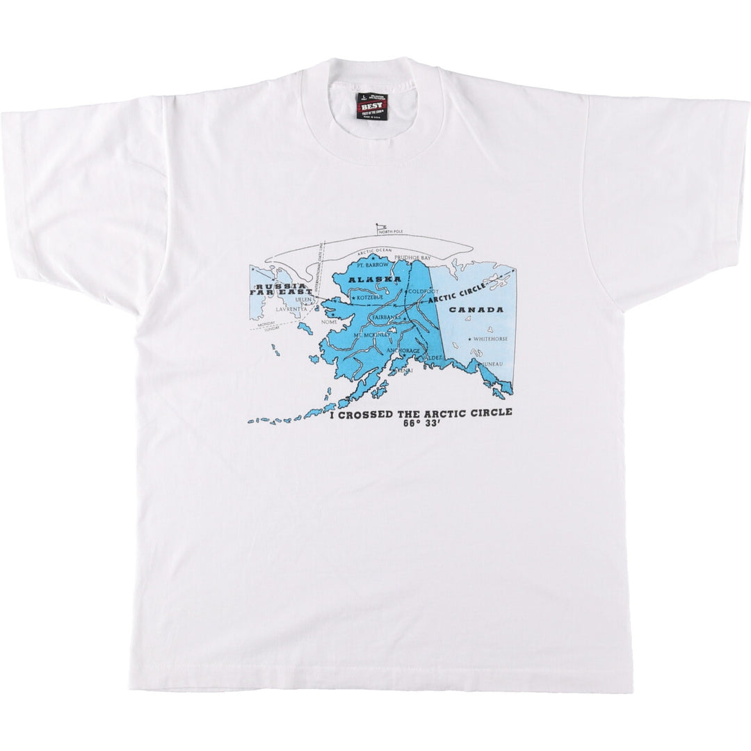 90'S Fruit of the Loom printed T-shirt, made in the USA, men's size L, vintage cotton white type Vintage Second Hand