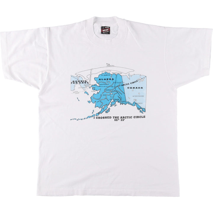 90'S Fruit of the Loom printed T-shirt, made in the USA, men's size L, vintage cotton white type Vintage Second Hand