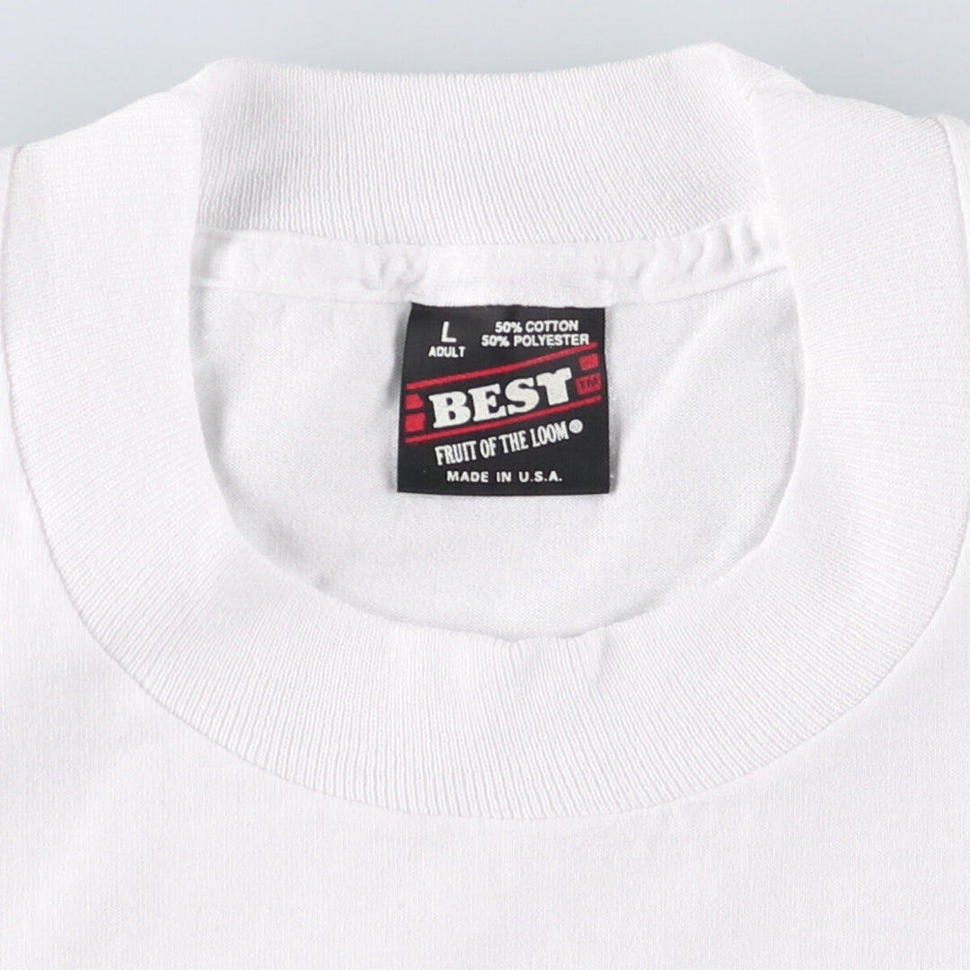 90'S Fruit of the Loom printed T-shirt, made in the USA, men's size L, vintage cotton white type Vintage Second Hand