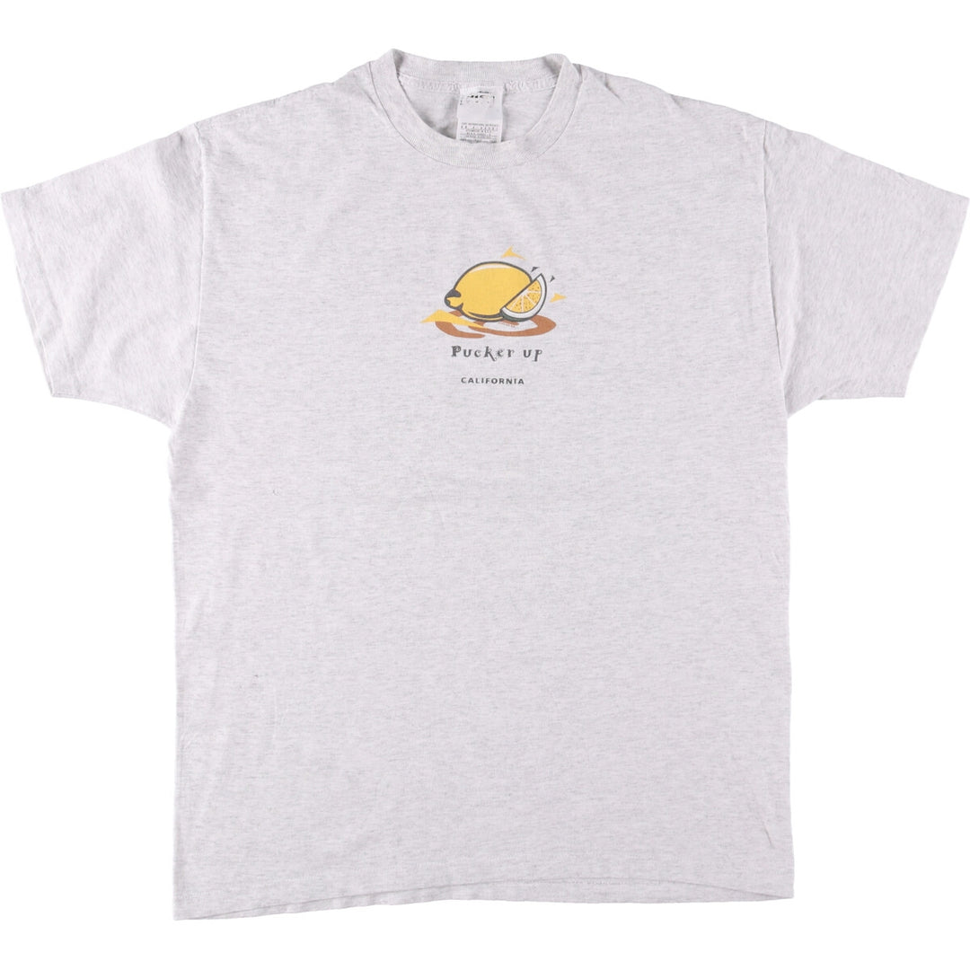 Vintage 90'S printed T-shirt, made in the USA, size L, men's cotton gray type Vintage Second Hand