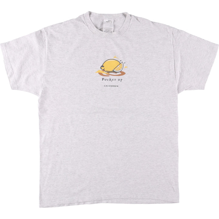 Vintage 90'S printed T-shirt, made in the USA, size L, men's cotton gray type Vintage Second Hand