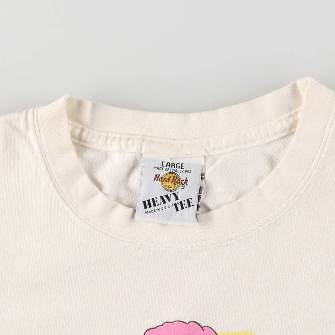 90'S HARD ROCK CAFE Heavy Tee Advertising T-shirt Made in USA Men's L Vintage cotton white type Vintage Second Hand