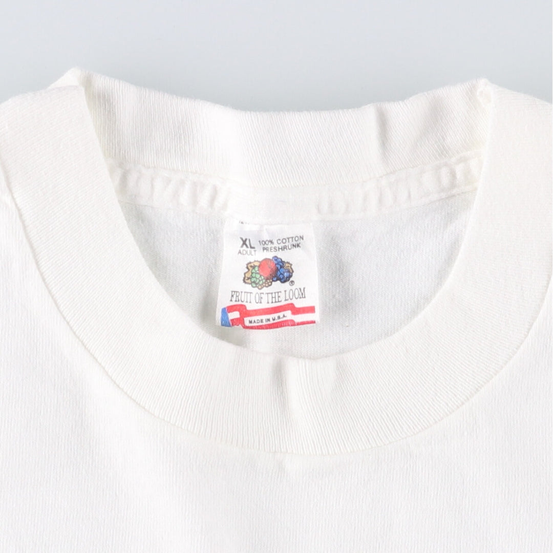 90'S Fruit of the Loom printed T-shirt, made in the USA, men's XL size, vintage cotton white type Vintage Second Hand