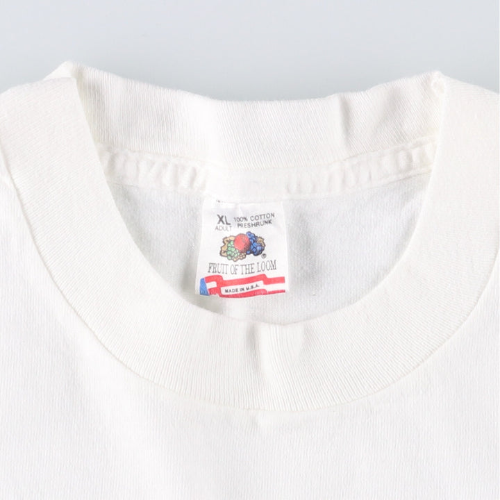 90'S Fruit of the Loom printed T-shirt, made in the USA, men's XL size, vintage cotton white type Vintage Second Hand
