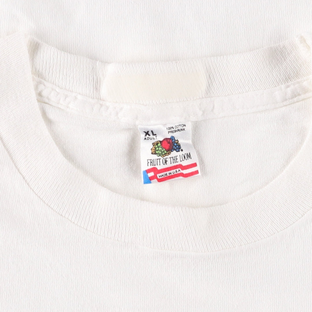 90'S Fruit of the Loom Message Print T-Shirt Made in USA Men's XL Vintage cotton white type Vintage Second Hand