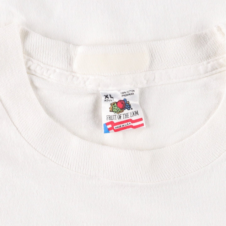 90'S Fruit of the Loom Message Print T-Shirt Made in USA Men's XL Vintage cotton white type Vintage Second Hand