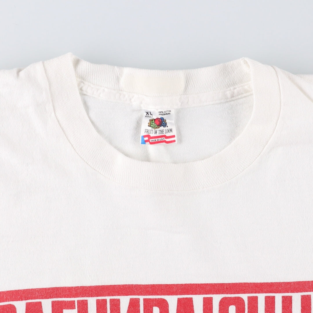 90'S Fruit of the Loom Message Print T-Shirt Made in USA Men's XL Vintage cotton white type Vintage Second Hand