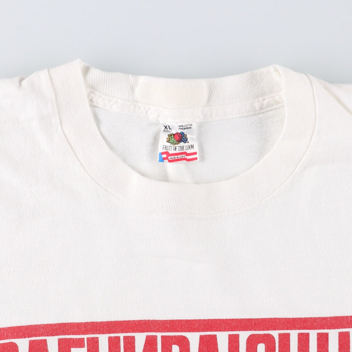 90'S Fruit of the Loom Message Print T-Shirt Made in USA Men's XL Vintage cotton white type Vintage Second Hand