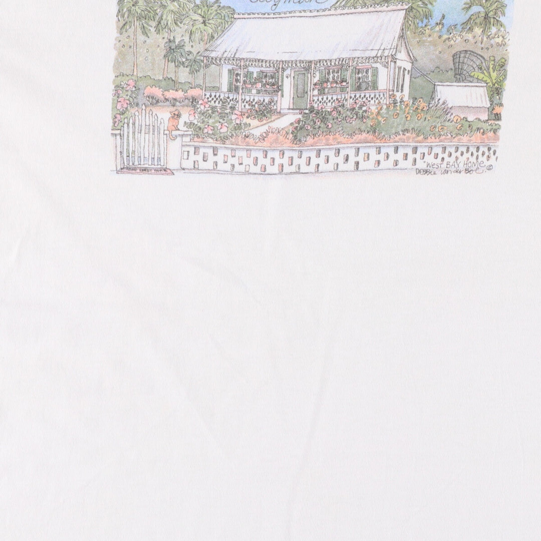 90'S Anvil Printed T-shirt, Made in USA, Men's L size, Vintage cotton white type Vintage Second Hand
