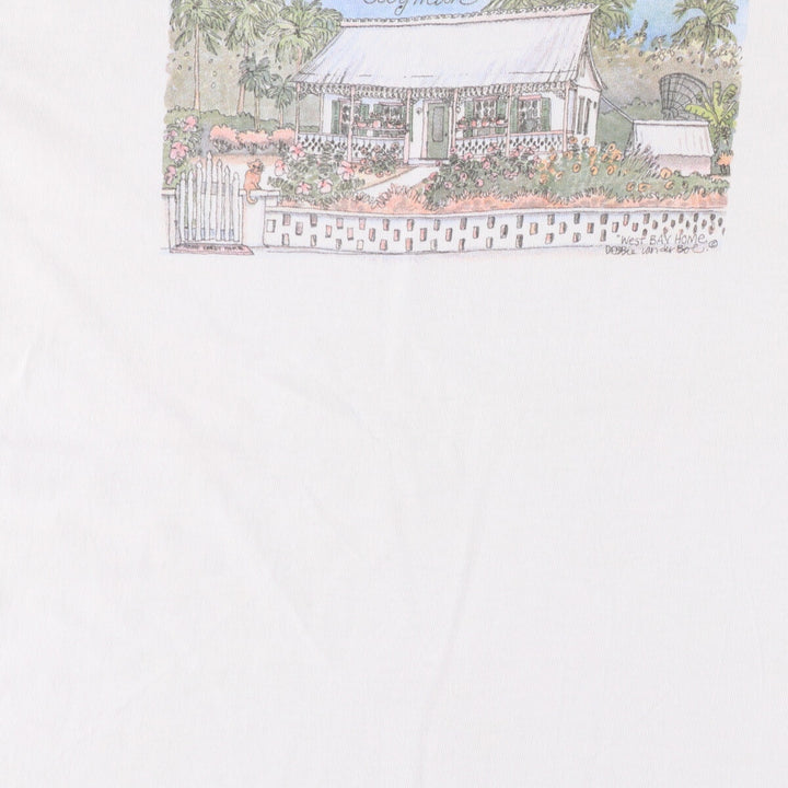 90'S Anvil Printed T-shirt, Made in USA, Men's L size, Vintage cotton white type Vintage Second Hand