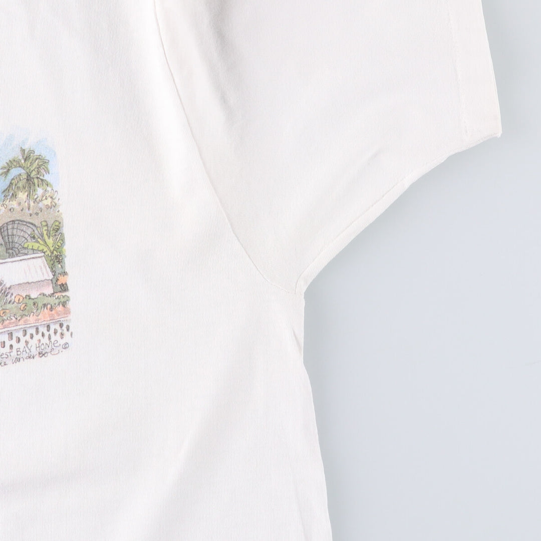 90'S Anvil Printed T-shirt, Made in USA, Men's L size, Vintage cotton white type Vintage Second Hand