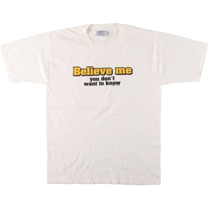 90'S All Sport Vintage Message Print T-Shirt, Made in USA, Men's Size L cotton white type Vintage Second Hand