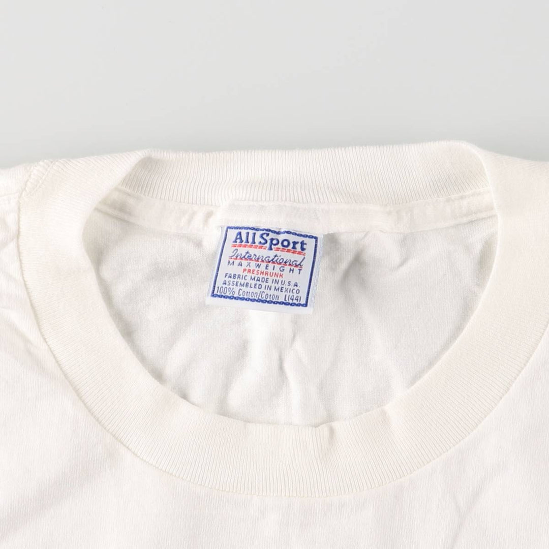 90'S All Sport Vintage Message Print T-Shirt, Made in USA, Men's Size L cotton white type Vintage Second Hand