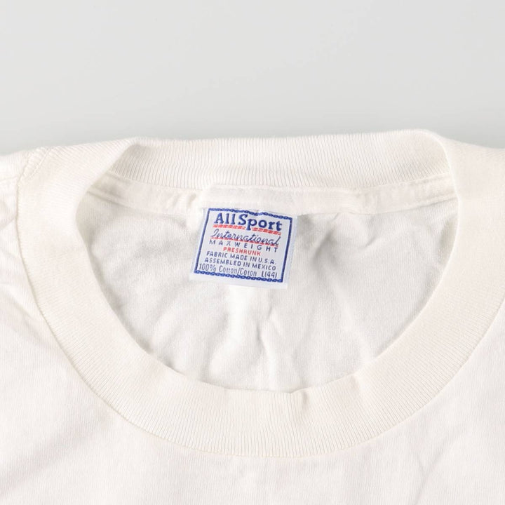 90'S All Sport Vintage Message Print T-Shirt, Made in USA, Men's Size L cotton white type Vintage Second Hand