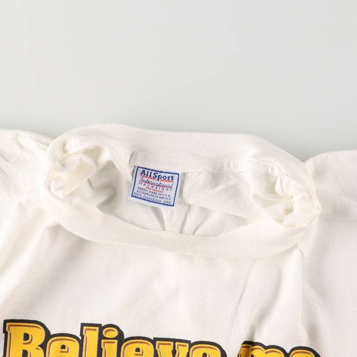 90'S All Sport Vintage Message Print T-Shirt, Made in USA, Men's Size L cotton white type Vintage Second Hand