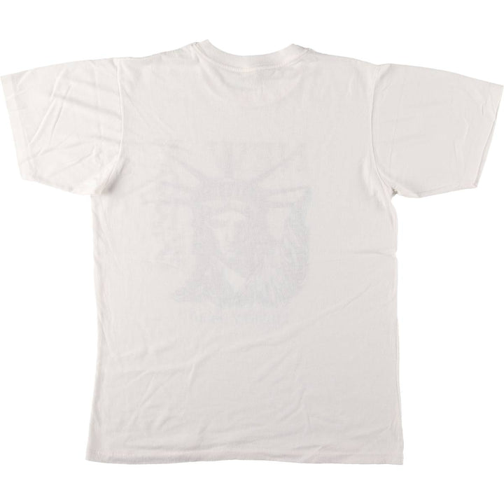 90'S Statue of Liberty NEW YORK LIBERTY ISLAND Printed T-shirt Made in USA Men's XL Vintage cotton white type Vintage Second Hand