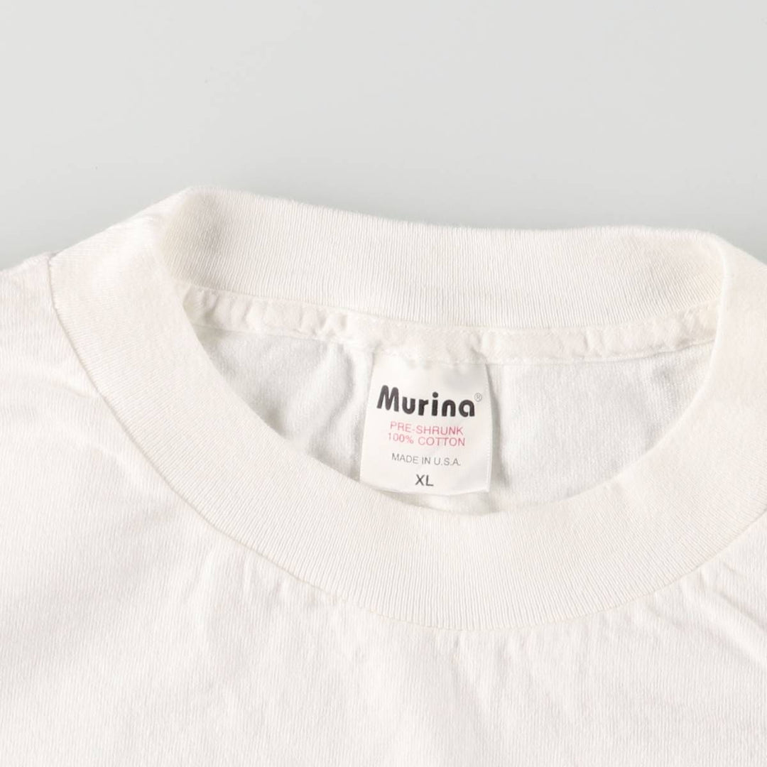 90'S MURINA message print T-shirt, made in USA, men's XL size, vintage cotton white type Vintage Second Hand