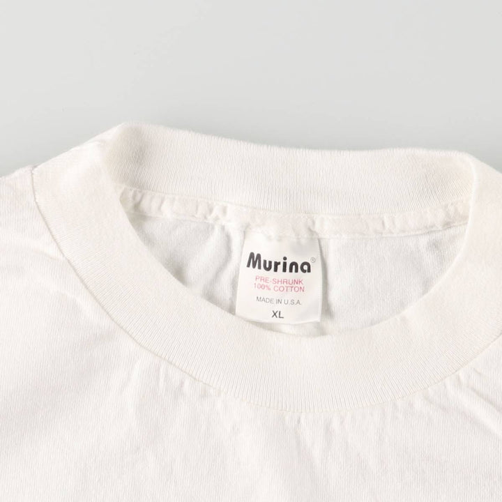 90'S MURINA message print T-shirt, made in USA, men's XL size, vintage cotton white type Vintage Second Hand