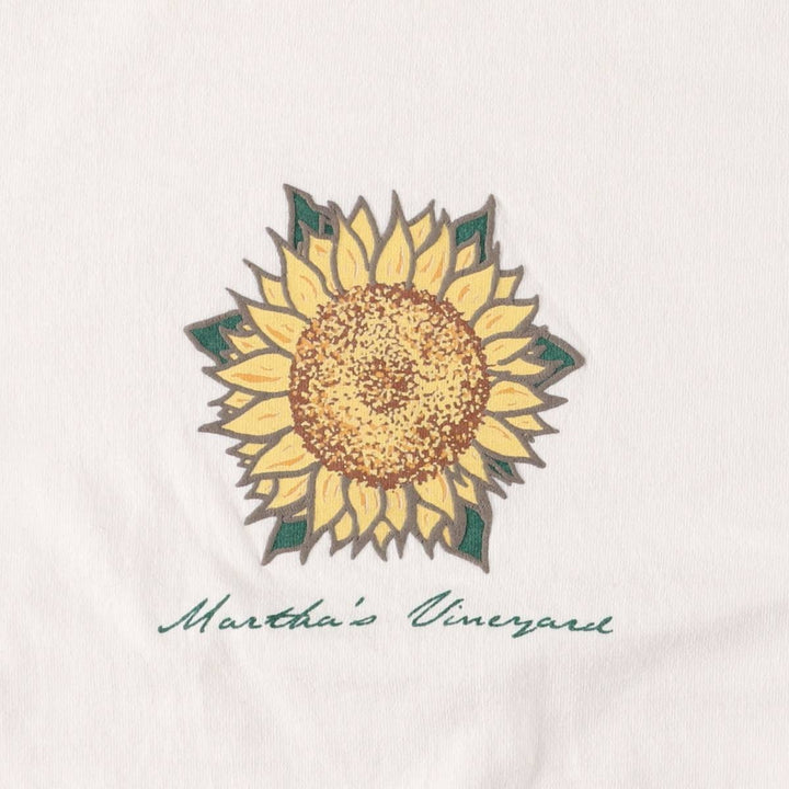 90'S FAMOUS SPORTSWEAR Sunflower Pattern Print T-shirt Made in USA Men's M Size Vintage cotton white type Vintage Second Hand