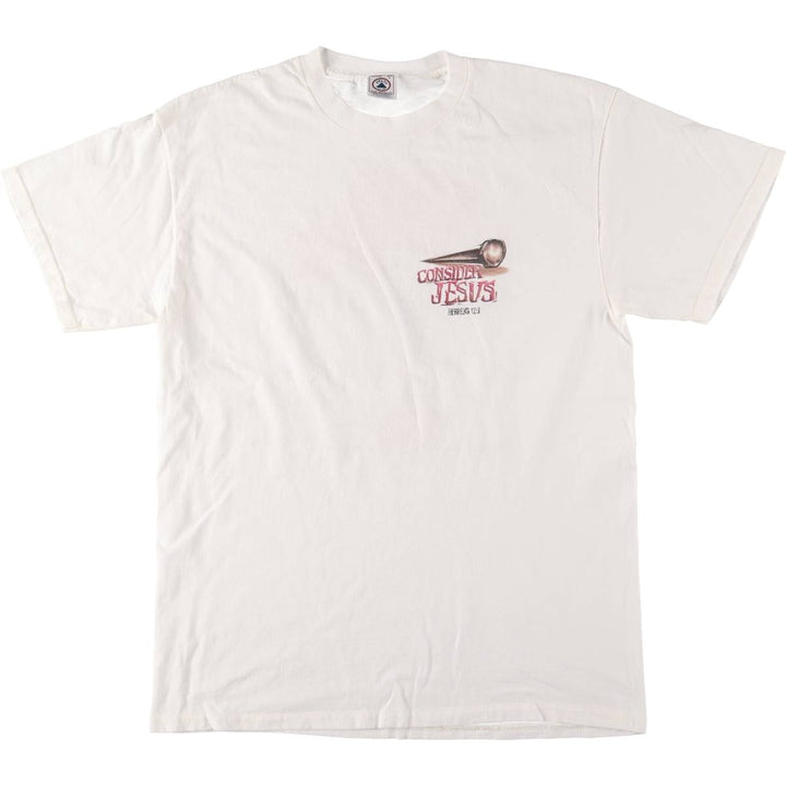 00'S Delta DELTA JESUS CHRIST Jesus Christ Print T-shirt Men's L size cotton white type Vintage Second Hand