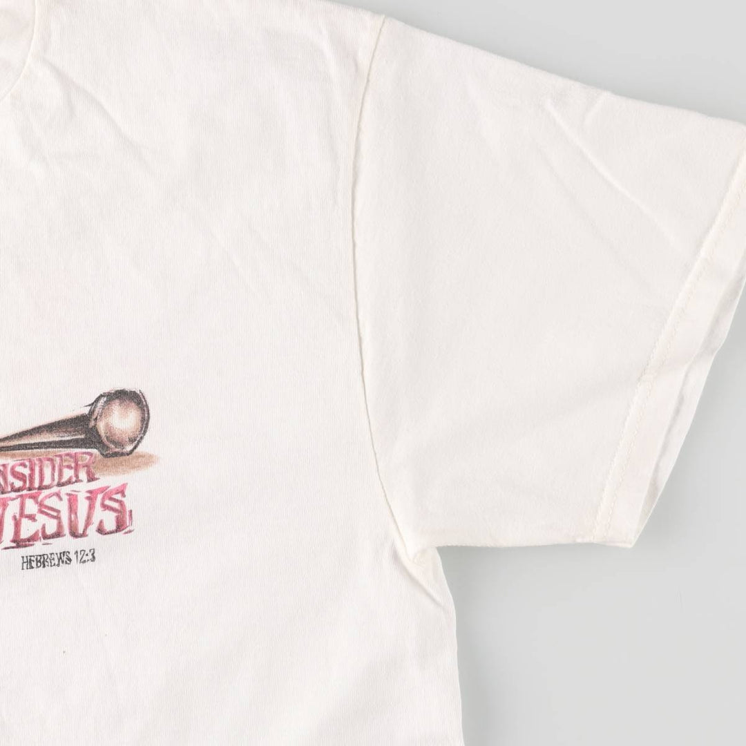 00'S Delta DELTA JESUS CHRIST Jesus Christ Print T-shirt Men's L size cotton white type Vintage Second Hand