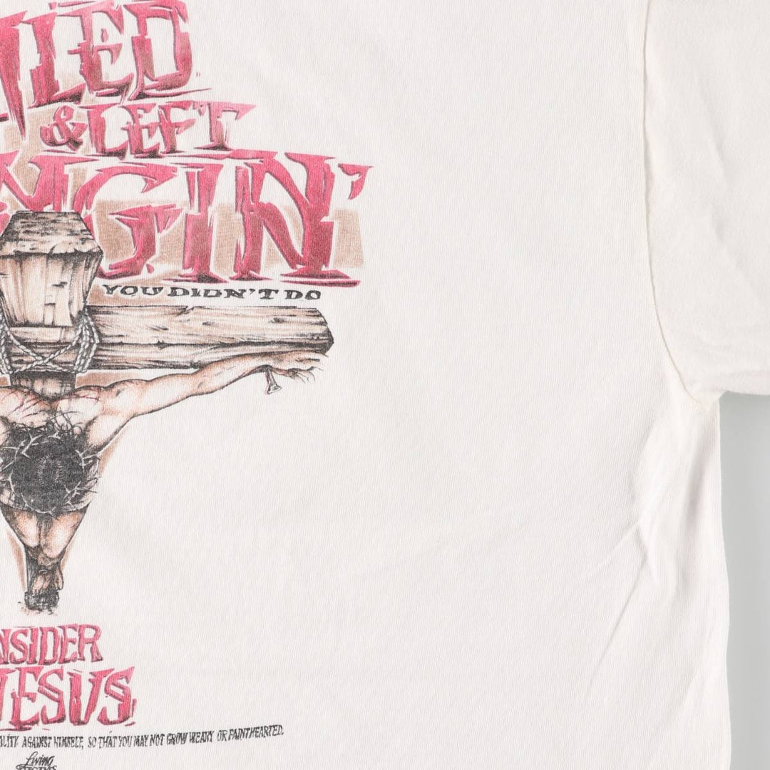 00'S Delta DELTA JESUS CHRIST Jesus Christ Print T-shirt Men's L size cotton white type Vintage Second Hand
