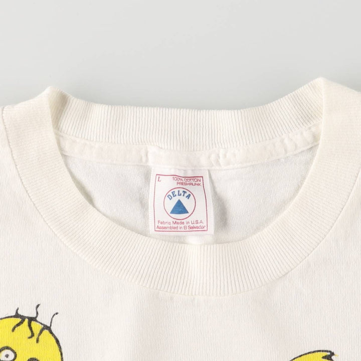 Vintage 90'S Delta Smile Smiley Face Large Print T-Shirt Made in USA Men's L cotton white type Vintage Second Hand