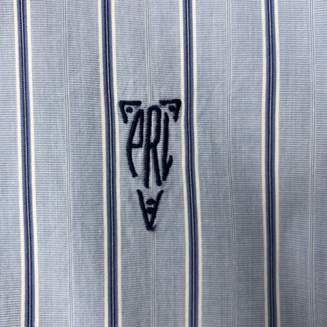 Ralph Lauren Polo by Ralph Lauren Long Sleeve Button-Down Striped Shirt, Men's Size L cotton Blue type light blue Vintage Second Hand
