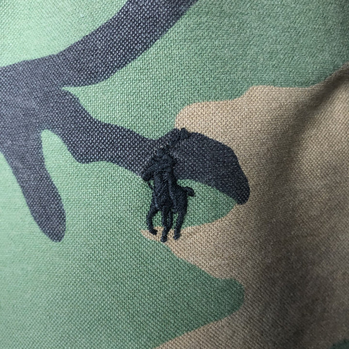 Ralph Lauren Camouflage Pattern Woodland Camo Long Sleeve Button Down Shirt Men's XXL cotton Khaki type brown Vintage Second Hand