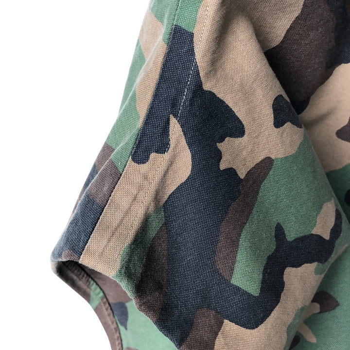 Ralph Lauren Camouflage Pattern Woodland Camo Long Sleeve Button Down Shirt Men's XXL cotton Khaki type brown Vintage Second Hand