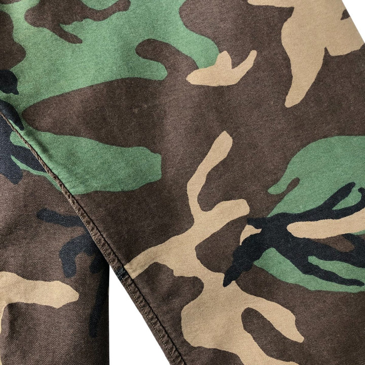 Ralph Lauren Camouflage Pattern Woodland Camo Long Sleeve Button Down Shirt Men's XXL cotton Khaki type brown Vintage Second Hand
