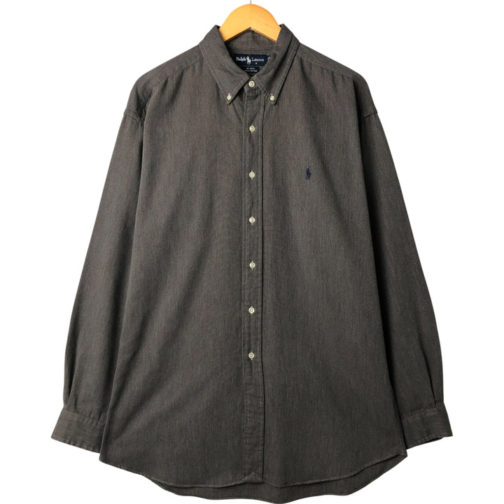 Ralph Lauren BLAKE long sleeve button down shirt, men's XL size cotton gray type Vintage Second Hand