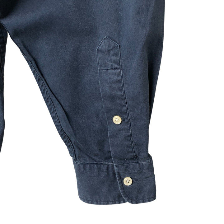 Ralph Lauren BLAIRE long sleeve button down shirt, men's size L cotton navy blue type Vintage Second Hand