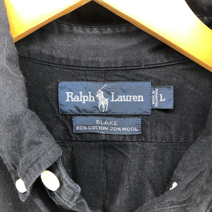 Ralph Lauren BLAKE long sleeve button down shirt, men's size L cotton black type Vintage Second Hand