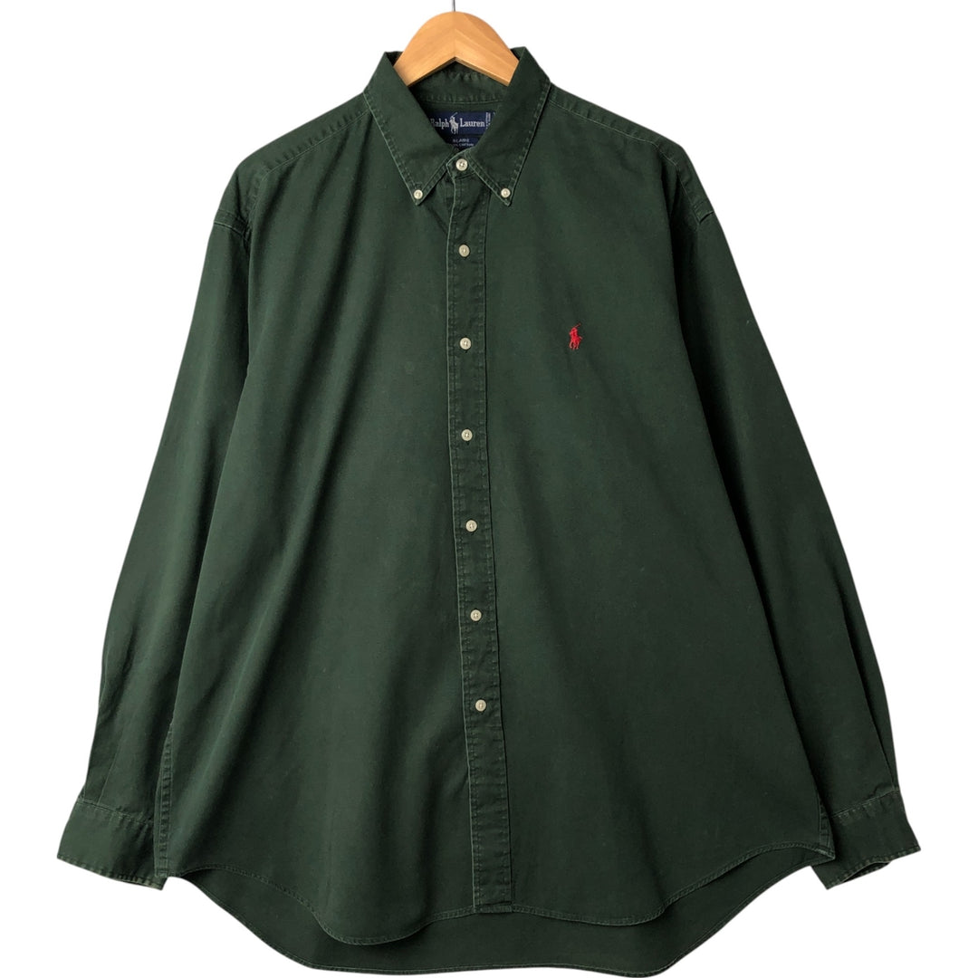 Ralph Lauren BLAKE long sleeve button down shirt, men's XL size cotton Green type dark green Vintage Second Hand