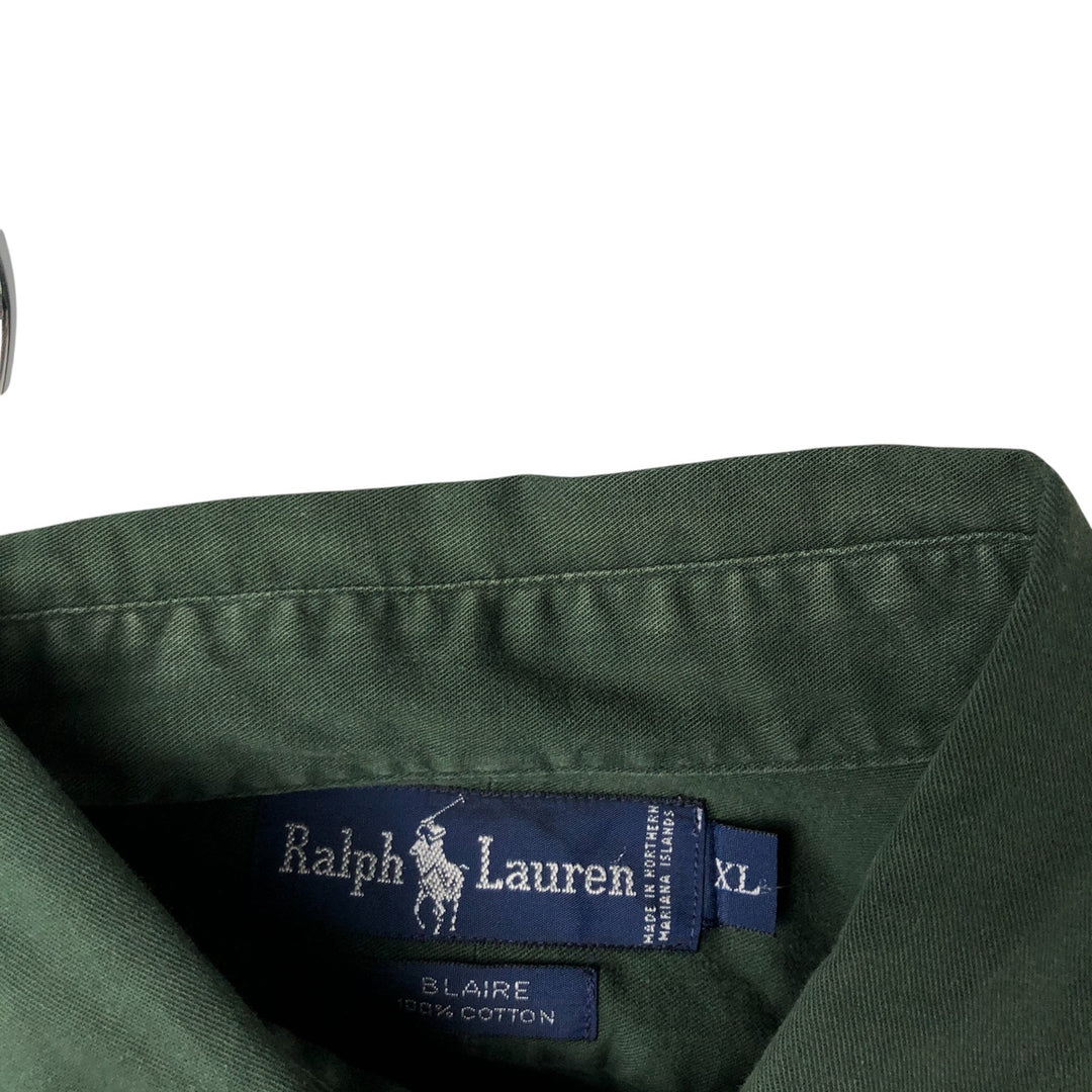 Ralph Lauren BLAKE long sleeve button down shirt, men's XL size cotton Green type dark green Vintage Second Hand