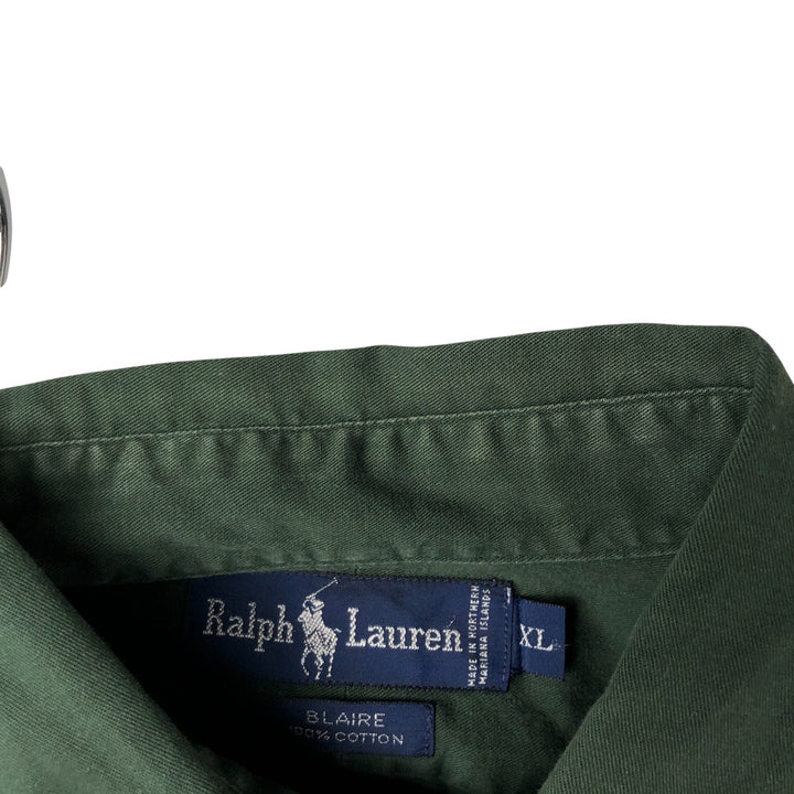 Ralph Lauren BLAKE long sleeve button down shirt, men's XL size cotton Green type dark green Vintage Second Hand