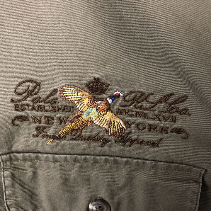 Ralph Lauren POLO RALPH LAUREN Long Sleeve Button Down Shirt Men's Size L cotton Khaki type brown Vintage Second Hand