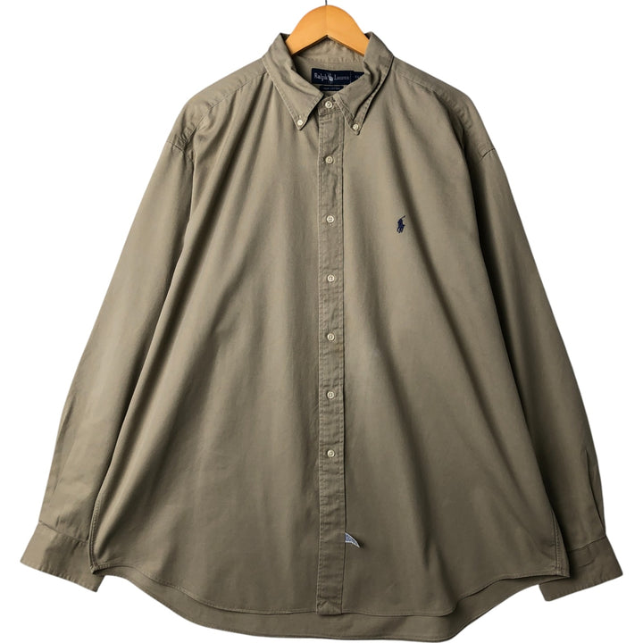 Ralph Lauren long sleeve button down shirt, men's XXL size cotton Beige type Vintage Second Hand