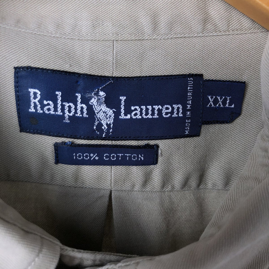 Ralph Lauren long sleeve button down shirt, men's XXL size cotton Beige type Vintage Second Hand