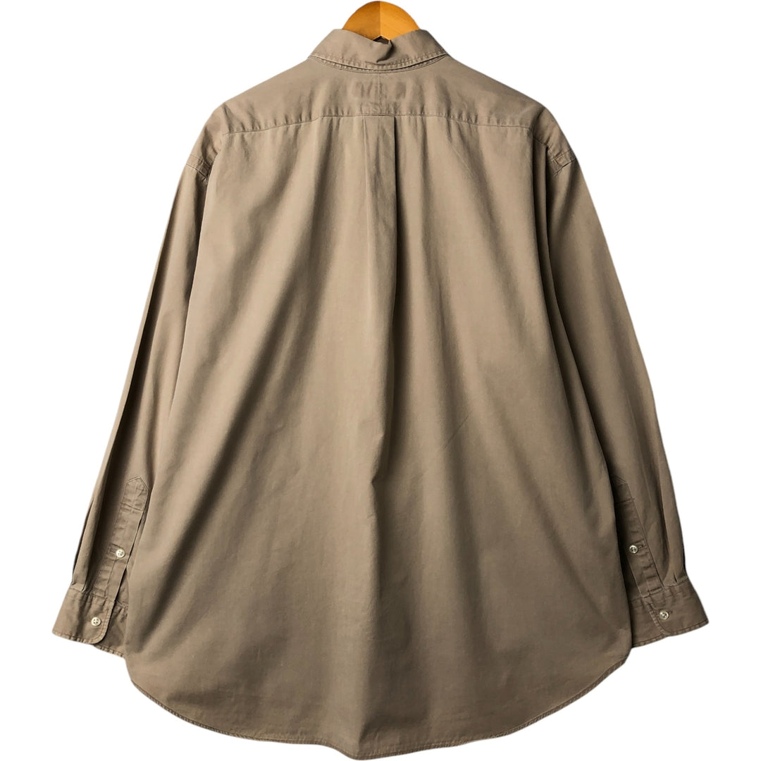 Ralph Lauren BLAKE long sleeve button down shirt, men's XL size cotton beige type brown Vintage Second Hand