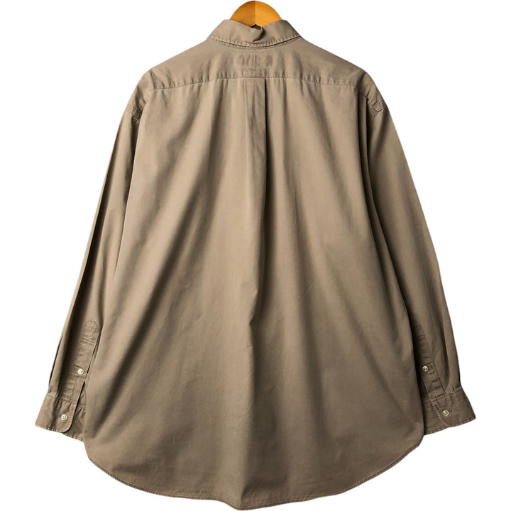 Ralph Lauren BLAKE long sleeve button down shirt, men's XL size cotton beige type brown Vintage Second Hand