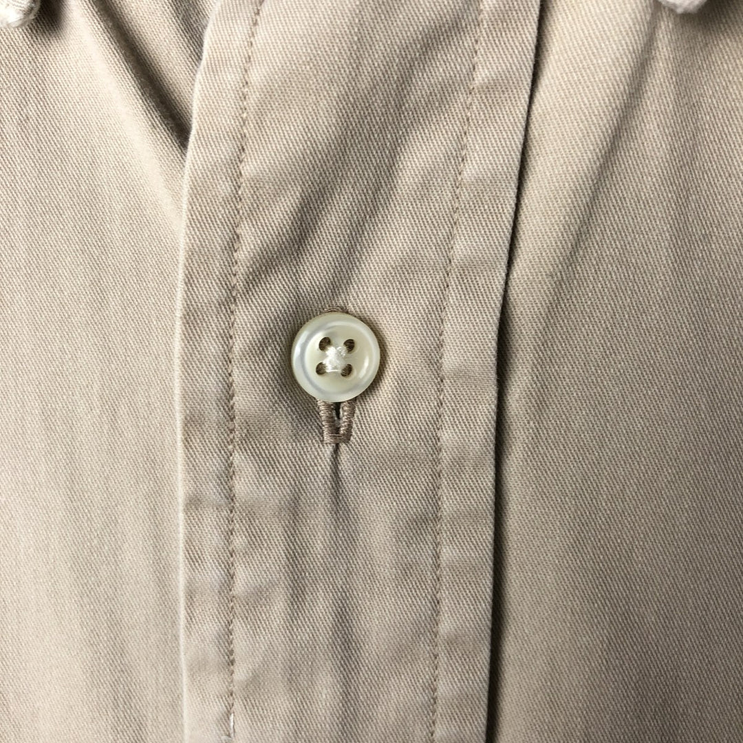 Ralph Lauren BLAKE long sleeve button down shirt, men's XL size cotton beige type brown Vintage Second Hand