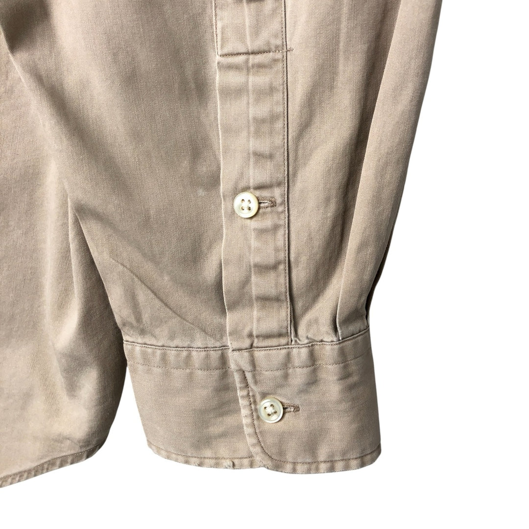 Ralph Lauren BLAKE long sleeve button down shirt, men's XL size cotton beige type brown Vintage Second Hand